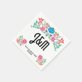 メキシカンフィエスタフォークアートフローライニシャル結婚ズ スタンダードカクテルナプキン (角)