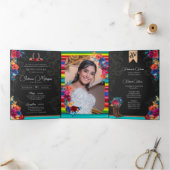 メキシカンフィエスタフォークアートフローラシャルロキンセアニラ 三つ折り招待状 (内部)