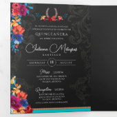 メキシカンフィエスタフォークアートフローラシャルロキンセアニラ 三つ折り招待状 (内部最初)