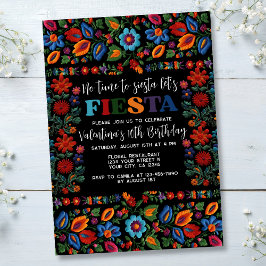 メキシカンフィエスタフォークアートフローラ刺繍誕生日 招待状