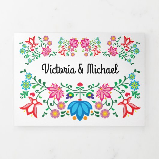 メキシカンフィエスタフォークアートフローラ 三つ折り招待状 (カバー)