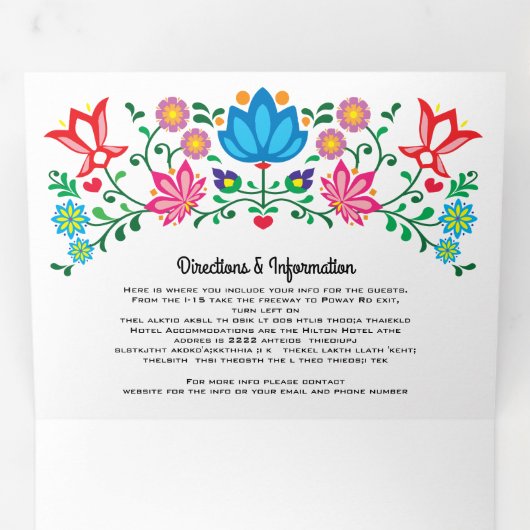 メキシカンフィエスタフォークアートフローラ 三つ折り招待状 (内部最初)