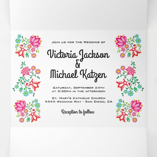 メキシカンフィエスタフォークアートフローラ 三つ折り招待状 (内部中)