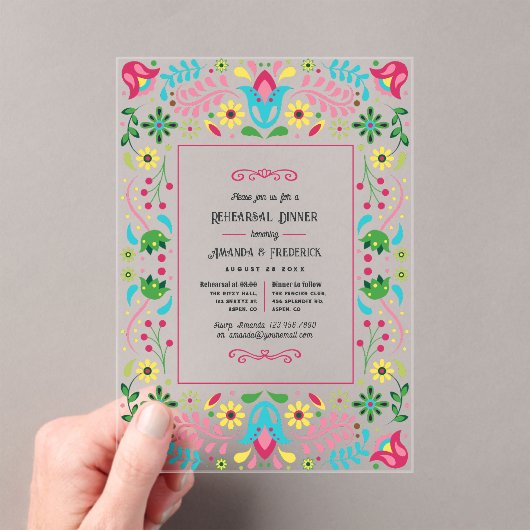 メキシカンフィエスタフォークアートリハーサルディナー アクリル招待状 (インサイチュ (ポータブル))