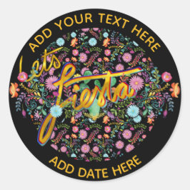 メキシカンフィエスタフォークパーソナライズされた花 ラウンドシール