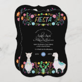 メキシカンフィエスタフォークフラワーズラマスANYカップル 招待状 (正面/裏面)