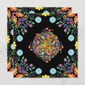 メキシカンフィエスタフォークフラワーズラマ金ゴールドANYイベント 招待状 (正面/裏面)