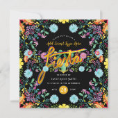 メキシカンフィエスタフォークフラワーズラマ金ゴールドANYイベント 招待状 (正面)