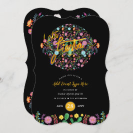 メキシカンフィエスタフォークフラワーズラマ金ゴールドANYイベント 招待状