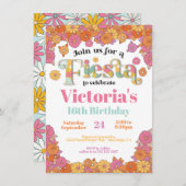メキシカンフィエスタフラワーパワーモダンレトロ誕生日 招待状 (正面/裏面)