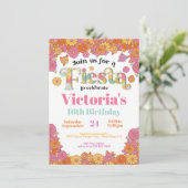 メキシカンフィエスタフラワーパワーモダンレトロ誕生日 招待状 (スタンド正面)