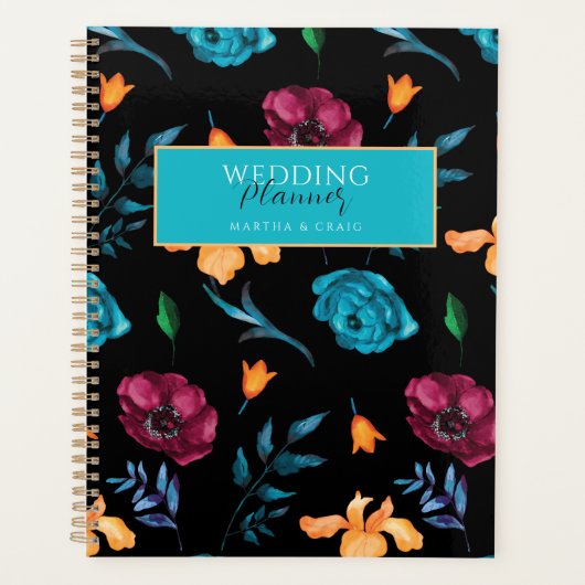 メキシカンフィエスタフラワーブラックウェディングプランナー プランナー手帳 (正面)