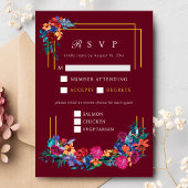 メキシカンフィエスタフラワー結婚ズブルゴーニュRSVP エンクロージャーカード