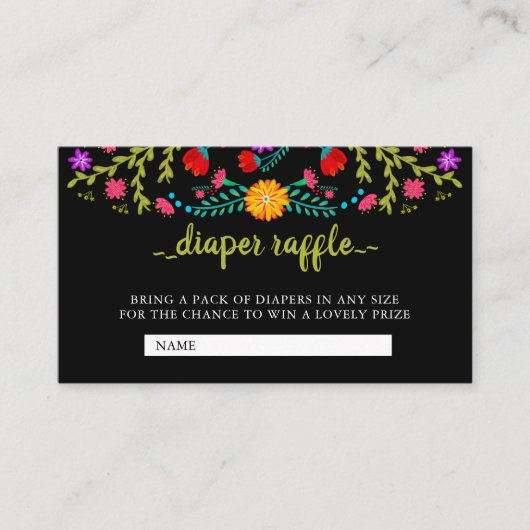 メキシカンフィエスタフローラおむつラッフルベビーシャワー エンクロージャーカード (正面)