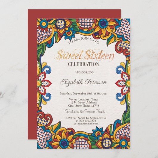 メキシカンフィエスタフローラスウィート16 招待状 (正面/裏面)