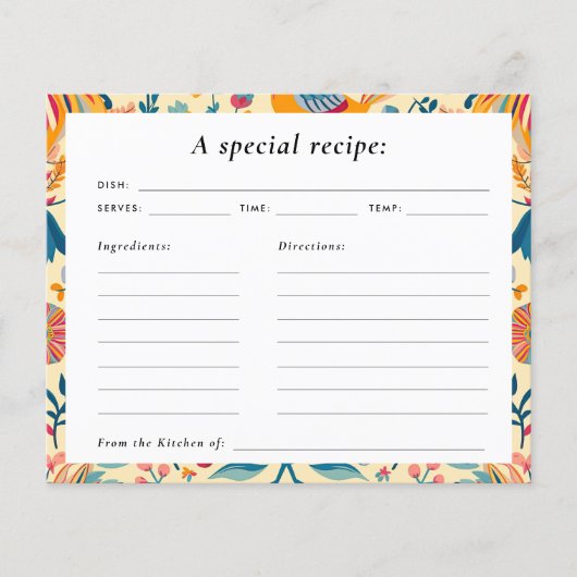 メキシカンフィエスタフローラブライダルシャワーレシピカード (正面)