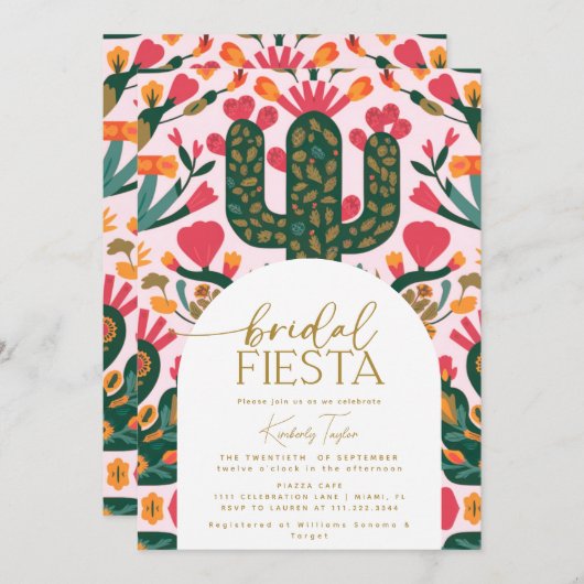 メキシカンフィエスタフローラブライダルフィエスタシャワー 招待状 (正面/裏面)