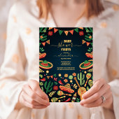 メキシカンフィエスタフローラブラックカラフルベビーシャワー 招待状