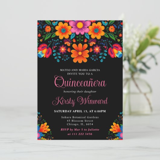 メキシカンフィエスタフローラブラックキンセアニェラ 招待状 (スタンド正面)