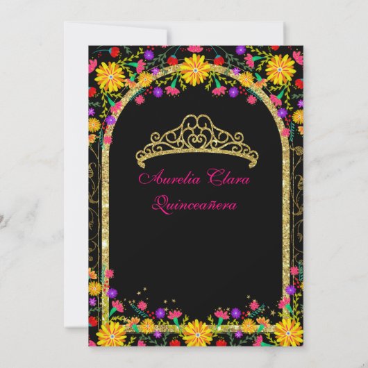 メキシカンフィエスタフローラプリンセス金ゴールドキンセアニェラ 招待状 (裏面)
