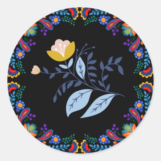 メキシカンフィエスタフローラベビーシャワーステッカー ラウンドシール (正面)