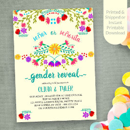 メキシカンフィエスタフローラレモンジェンダーカラフルリビール 招待状