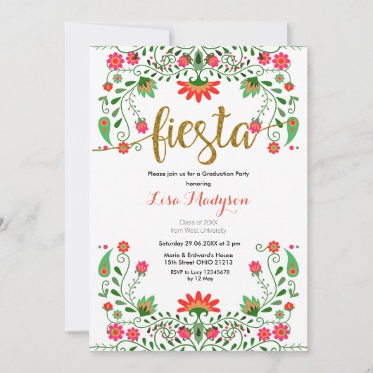メキシカンフィエスタフローラ卒業党 招待状 (正面)