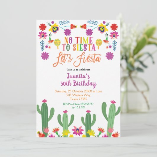 メキシカンフィエスタフローラ大人誕生日 招待状 (スタンド正面)