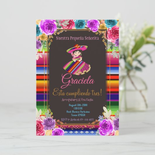 メキシカンフィエスタフローラ誕生日ミトレスアニョス 招待状 (スタンド正面)