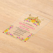 メキシカンフィエスタフローラ金ゴールドティアラキンセアニェラ アクリル招待状 (レイダウン)