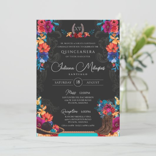 メキシカンフィエスタフローラCharro写真キンセアニェラ 招待状 (スタンド正面)