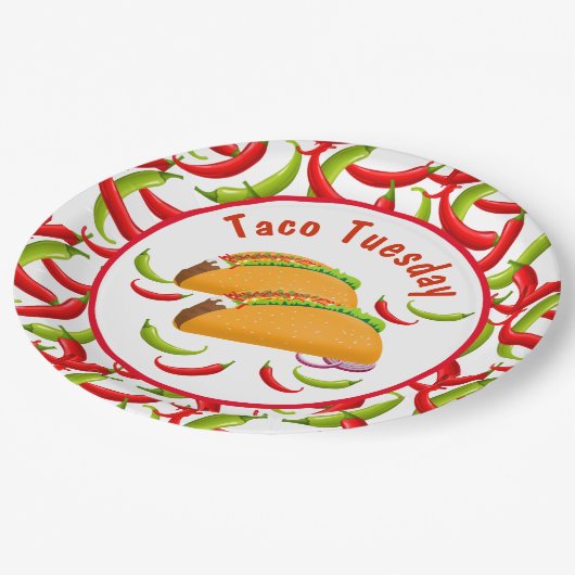 メキシカンフィエスタフードタコ火曜日食品パーティー ペーパープレート (アングル)