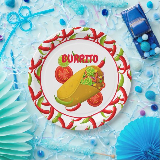 メキシカンフィエスタフードブリートパーティー紙プレート ペーパープレート (パーティー)