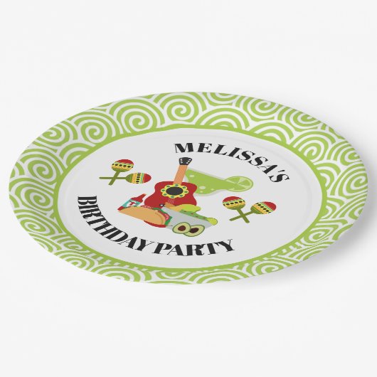 メキシカンフィエスタフード誕生日 ペーパープレート (アングル)