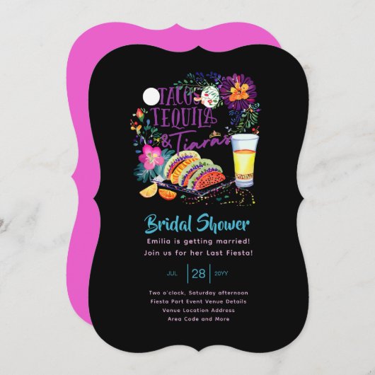 メキシカンフィエスタブライダルシャワータコスタテキラティアラス 招待状 (正面/裏面)