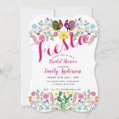 メキシカンフィエスタブライダルシャワーロスターフォーク花 招待状 (正面)