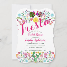 メキシカンフィエスタブライダルシャワーロスターフォーク花 招待状