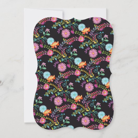 メキシカンフィエスタブライダルシャワーロスターフォーク花 招待状 (裏面)