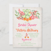 メキシカンフィエスタブライダルシャワー水彩サボテン 招待状 (正面)