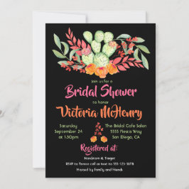 メキシカンフィエスタブライダルシャワー水彩サボテン 招待状