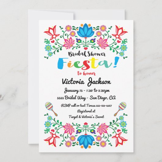 メキシカンフィエスタブライダルシャワー花民俗資料 招待状 (正面)