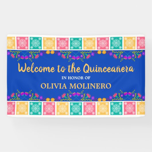 メキシカンフィエスタブルー王室のキンセアニェラウェルカム 横断幕 (横)