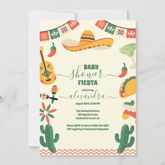 メキシカンフィエスタベイビーシャワー 招待状 (正面)