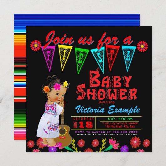 メキシカンフィエスタベビーガールシャワー招待状 招待状 (正面/裏面)