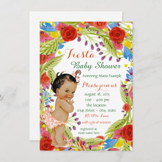 メキシカンフィエスタベビーガールシャワー 招待状 (正面/裏面)