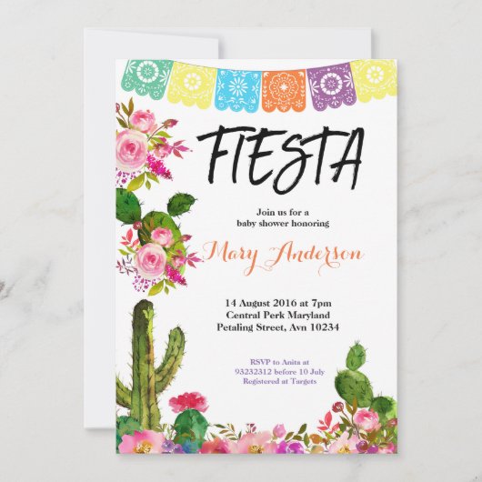 メキシカンフィエスタベビーシャワー招待状 招待状 (正面)