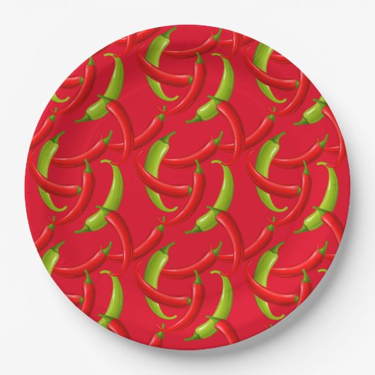 メキシカンフィエスタホットチリピーパーズレッド紙プレート ペーパープレート (正面)
