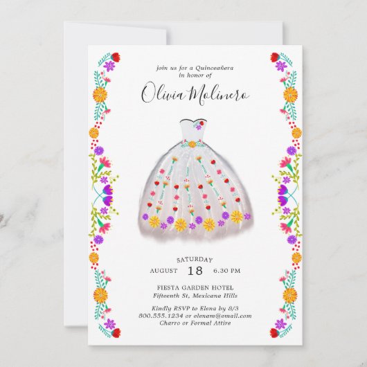 メキシカンフィエスタホワイトフローラシャルロキンセアニェラ 招待状 (正面)
