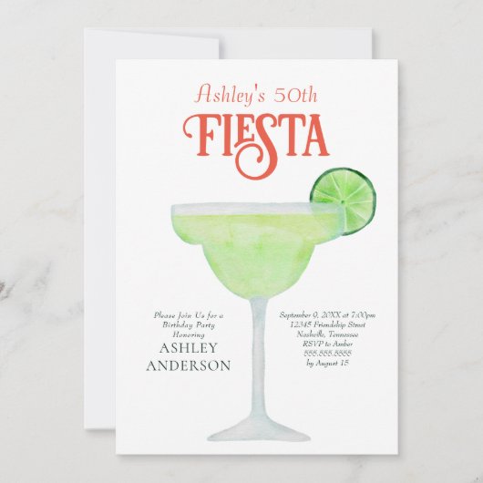 メキシカンフィエスタマルガリタカクテルバースデーパーティー 招待状 (正面)