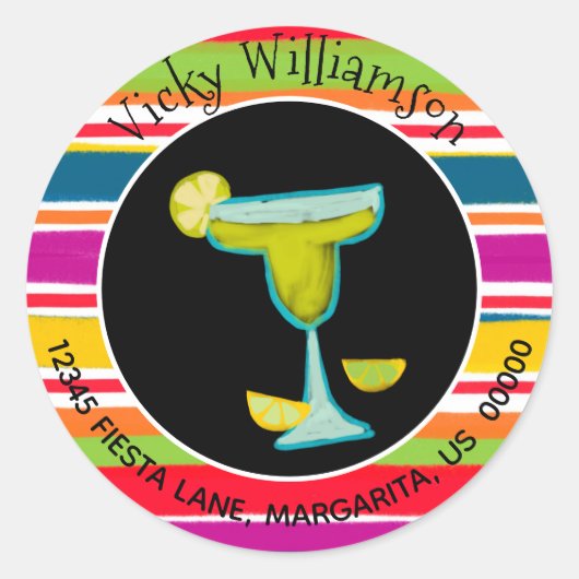メキシカンフィエスタマルガリータストライプの差出人住所 ラウンドシール (正面)